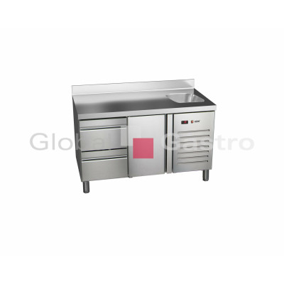 Stůl chladící ETP 7 135 12 HC S + dřez | Asber 6176701S