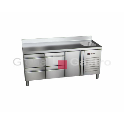 Stůl chladící ETP 7 180 14 HC S + dřez | Asber 6176704S