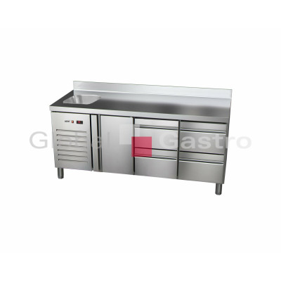 Stůl chladící ETP 7 180 14 HC S GI agregát vlevo + dřez | Asber 6176704LS