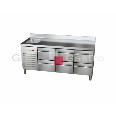 Stůl chladící ETP 7 180 06 HC S GI agregát vlevo + dřez | Asber 6176705LS