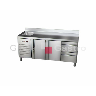 Stůl chladící ETP 7 180 22 HC SL agregát vlevo + dřez | Asber 6176703LS