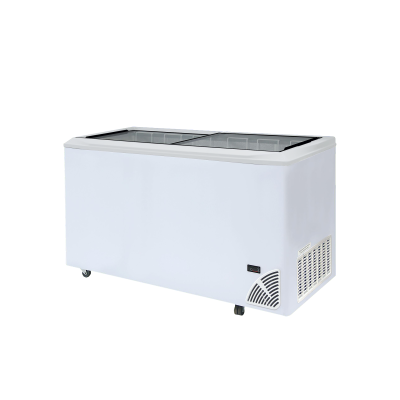 TEFCOLD 46147 | ARO 601/2 White Edge Pultová mraznička s posuvným rovným víkem a digitálním termostatem s teploměrem | B
