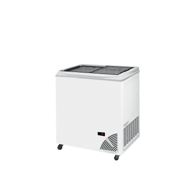 TEFCOLD 48531 | ARO 201/2 White Edge Pultová mraznička s posuvným rovným víkem a digitálním termostatem s teploměrem | B