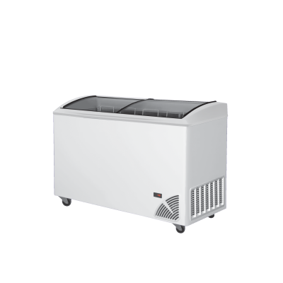 TEFCOLD 48548 | ARO 406/2 White Edge Pultová mraznička s posuvným oblým víkem a digitálním termostatem s teploměrem | By