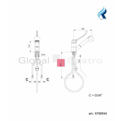 Baterie stolní profi se sprchou | Rubinetterie del Friuli 9790934