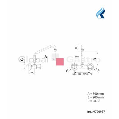 Baterie nástěnná kohoutová | Rubinetterie del Friuli 9790937