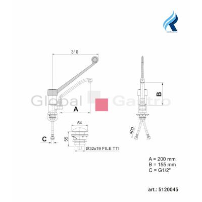 Baterie profi páková   stolní | Rubinetterie del Friuli 5120045