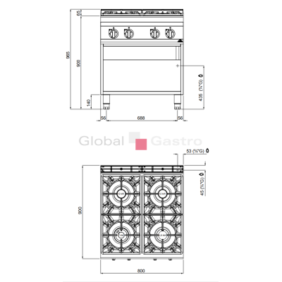 Plynový sporák Bertos G9F4M | Bertos 7099005