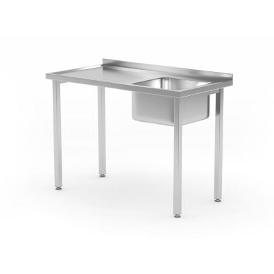 Dřezový stůl, šroubovaný, HENDI, Kitchen Line, umyvadlová mísa na pravé straně, 1000x600x(H)850mm | 816783