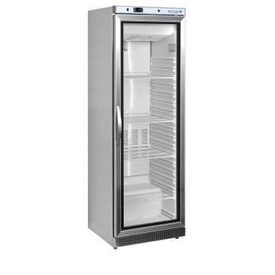 Mrazicí skříň prosklené dveře, nerez UF 400 VSG | TEFCOLD 33868