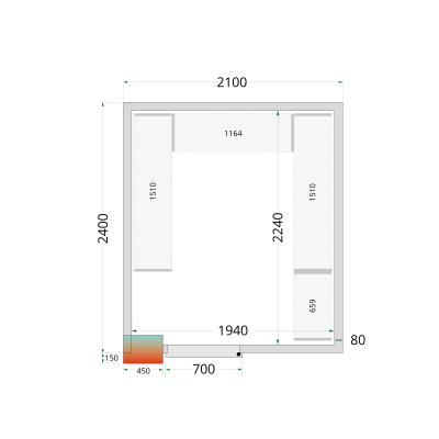 TEFCOLD 44083 | CR 210x240x220 Panely do chladicí místnosti s 80mm izolací | Serrco by