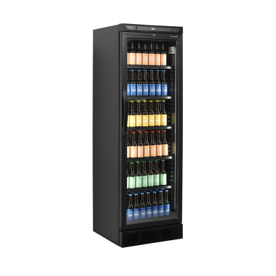 TEFCOLD 15825 | CEV 425 BLACK Chladicí skříň jednodveřová s prosklenými dveřmi, černé provedení | Serrco by