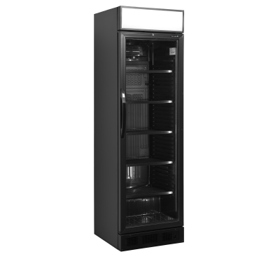 Chladicí skříň prosklené dveře CEV 425 CP BLACK | TEFCOLD 17141