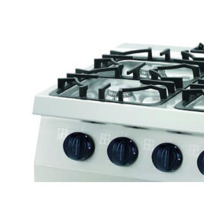 MAXIMA 09396102 | Heavy Duty sporák – 4 hořáky – dvojitá jednotka – hloubka 70 cm – 31 kW – plyn včetně trouby