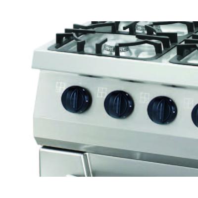 MAXIMA 09396114 | Heavy Duty sporák – 4 hořáky – dvojitá jednotka – hloubka 70 cm – 33 kW – plyn včetně elektrické troub