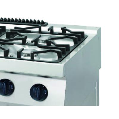 MAXIMA 09396105 | Heavy Duty sporák – 4 hořáky – dvojitá jednotka – hloubka 70 cm – 30 kW – plyn včetně elektrické troub
