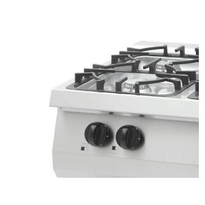 MAXIMA 09396118 | Heavy Duty sporák – 4 hořáky – dvojitá jednotka – hloubka 70 cm – 27 kW – plyn