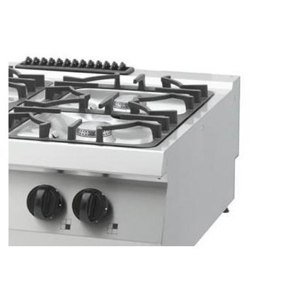 MAXIMA 09396119 | Heavy Duty sporák – 4 hořáky – dvojitá jednotka – hloubka 70 cm – 30 kW – plyn
