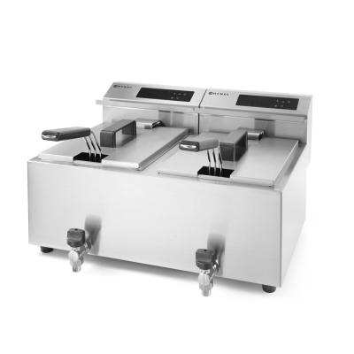 HENDI 207376 | Fritéza Profi Line digitální s výpustí - 2x 8 l