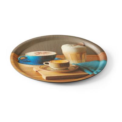 HENDI 507971 | Servírovací podnos, protiskluzový, kulatý, s potiskem, HENDI, tasty coffee, ⌀380x(H)15mm