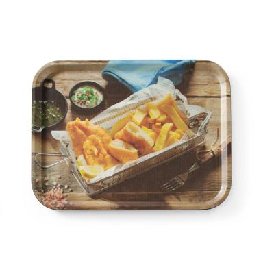 HENDI 508022 | Servírovací podnos, protiskluzový, obdélný, s potiskem, HENDI, tasty fish & chips