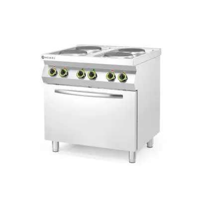 Elektrický vařič Kitchen Line - 4 plotýnky s konvektomatem GN 1/1 , HENDI, Kitchen Line, GN 1/1, 400V/13400W, 800x700x(H)900mm