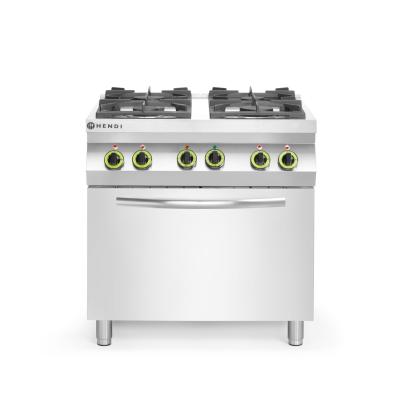 HENDI 225882 | Plynový sporák se 4 hořáky a konvektomatem GN 1/1, HENDI, Kitchen Line, 19kW