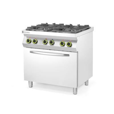 HENDI 225882 | Plynový sporák se 4 hořáky a konvektomatem GN 1/1, HENDI, Kitchen Line, 19kW