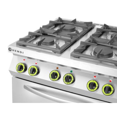 HENDI 225882 | Plynový sporák se 4 hořáky a konvektomatem GN 1/1, HENDI, Kitchen Line, 19kW