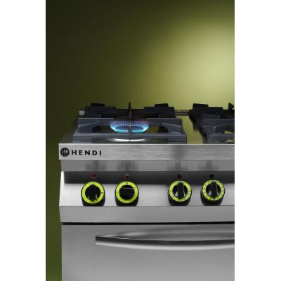 HENDI 225882 | Plynový sporák se 4 hořáky a konvektomatem GN 1/1, HENDI, Kitchen Line, 19kW HENDI