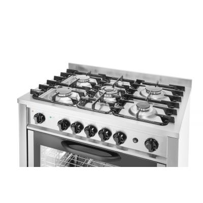 HENDI 225707 | Plynový sporák - 5 hořáků s elektrickou troubou, HENDI, Kitchen Line, Stříbrná, 14, 3kW HENDI