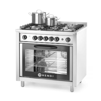 HENDI 225707 | Plynový sporák - 5 hořáků s elektrickou troubou, HENDI, Kitchen Line, Stříbrná, 14, 3kW HENDI