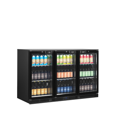 TEFCOLD 44727 | Minibar prosklené křídlové dveře, černá | DB301H-3