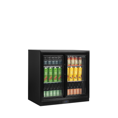 TEFCOLD 45363 | Minibar prosklené posuvné dveře, černá | DB201S