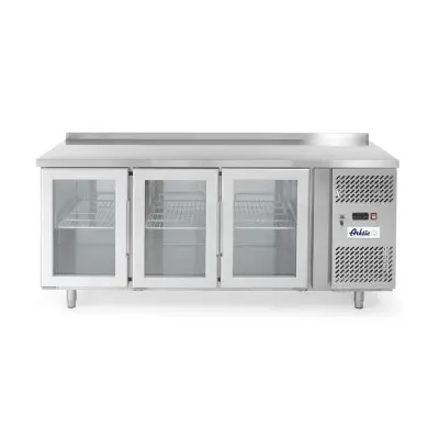 Třídveřový chladicí stůl, prosklený, s postranními skříňkami, Arktic, 420L, 230V/400W, 1795x700x(H)850mm | 233436