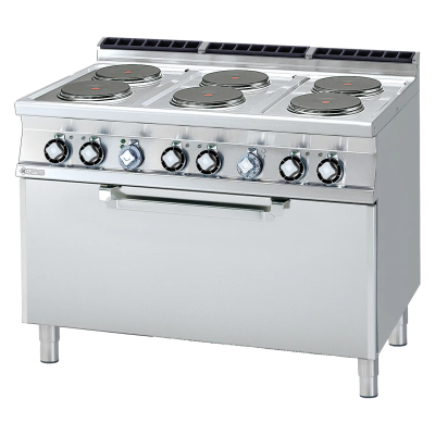 RMGASTRO CF6-712ET | Sporák elektrický se statickou elektrickou troubou 3x GN 1/1 - 6x plotýnka 400 V