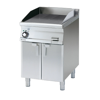 RMGASTRO FTR-76ETS | Grilovací deska 59x52 elektrická chromovaná rýhovaná s podestavbou 400 V