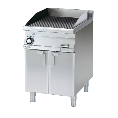 RMGASTRO FTR-76ET | Grilovací deska 59x52 elektrická rýhovaná s podestavbou 400 V
