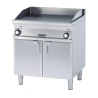 RMGASTRO FTR-78ETS | Grilovací deska 79x52 elektrická chromovaná rýhovaná s podestavbou 400 V