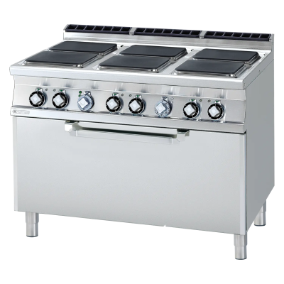 RMGASTRO CFQ6-912ET | Sporák elektrický se statickou elektrickou troubou 3x GN 1/1 - 6x plotýnka 400 V