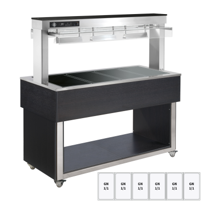 RMGASTRO TR BROWN+ 6W | Bufet vyhřívaný, sklokeramický GN 6-1/1 Wenge