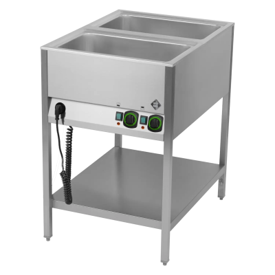 RMGASTRO BMSK 2120 | Vodní lázeň stacionární elektrická GN 2-1/1 ovládání na kratší straně s deskou