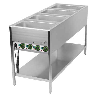 RMGASTRO BMSK 4120 | Vodní lázeň stacionární elektrická GN 4-1/1 ovládání na kratší straně s deskou