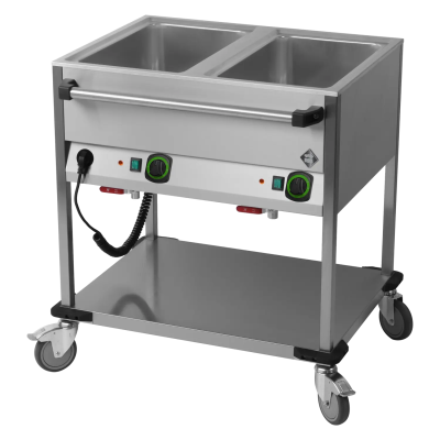 RMGASTRO BMPD 2120 | Vodní lázeň pojízdná elektrická GN 2-1/1 ovládání na delší straně s deskou