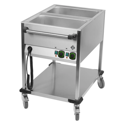 RMGASTRO BMPK 2120 | Vodní lázeň pojízdná elektrická GN 2-1/1 ovládání na kratší straně s deskou