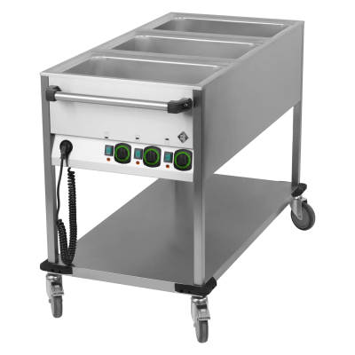 RMGASTRO BMPK 3120 | Vodní lázeň pojízdná elektrická GN 3-1/1 ovládání na kratší straně s deskou