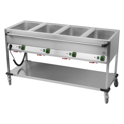 RMGASTRO BMPD 4120 | Vodní lázeň pojízdná elektrická GN 4-1/1 ovládání na delší straně s deskou