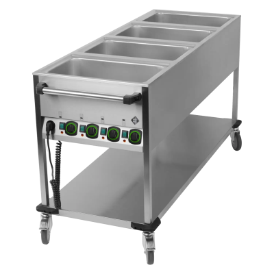 RMGASTRO BMPK 4120 | Vodní lázeň pojízdná elektrická GN 4-1/1 ovládání na kratší straně s deskou