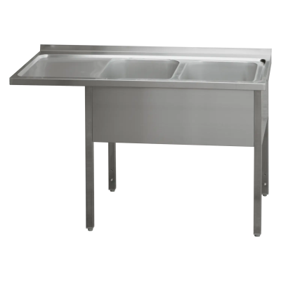 REDFOX MSDOL/M 7016 | Stůl mycí 160x70x90 - 2x dřez 40x50x30 odkapávací plocha levá
