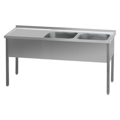 REDFOX MSDOL 6021 | Stůl mycí 210x60x90 - 2x dřez 60x50x30 odkapávací plocha levá